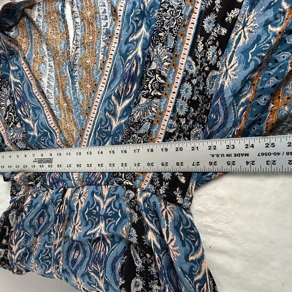 Free People Mixed Print Bohemian Style Romper Medium Dolman Sleeve Wide-Leg - Picture 7 of 8